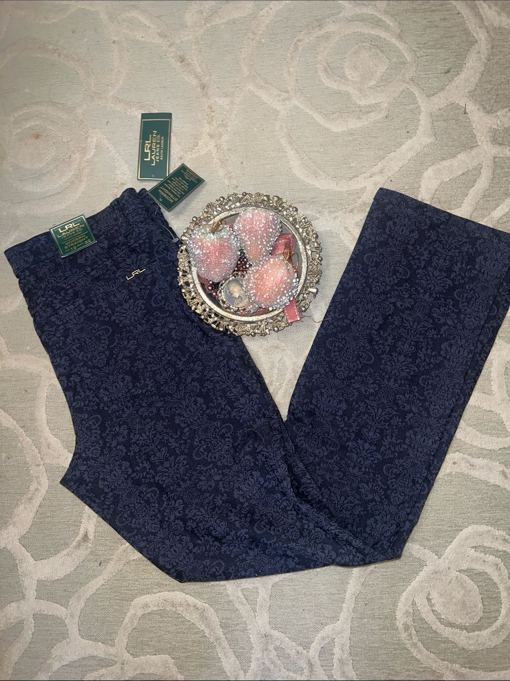 NWT🌷LAUREN JEANS RALPH LAUREN🌷Navy swirl pattern  cotton polyester elastane jean